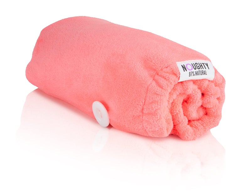 Noughty 97% Natural Pink Microfibre Hair Towel, Hair Towel Wrap Quickly Absorbs Moisture, Reduces Breakage, Combats Frizz, Pink - Image 1